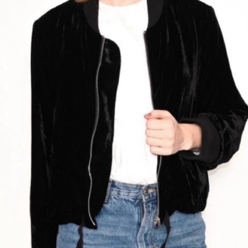 J. Crew Black Velvet Bomber Jacket